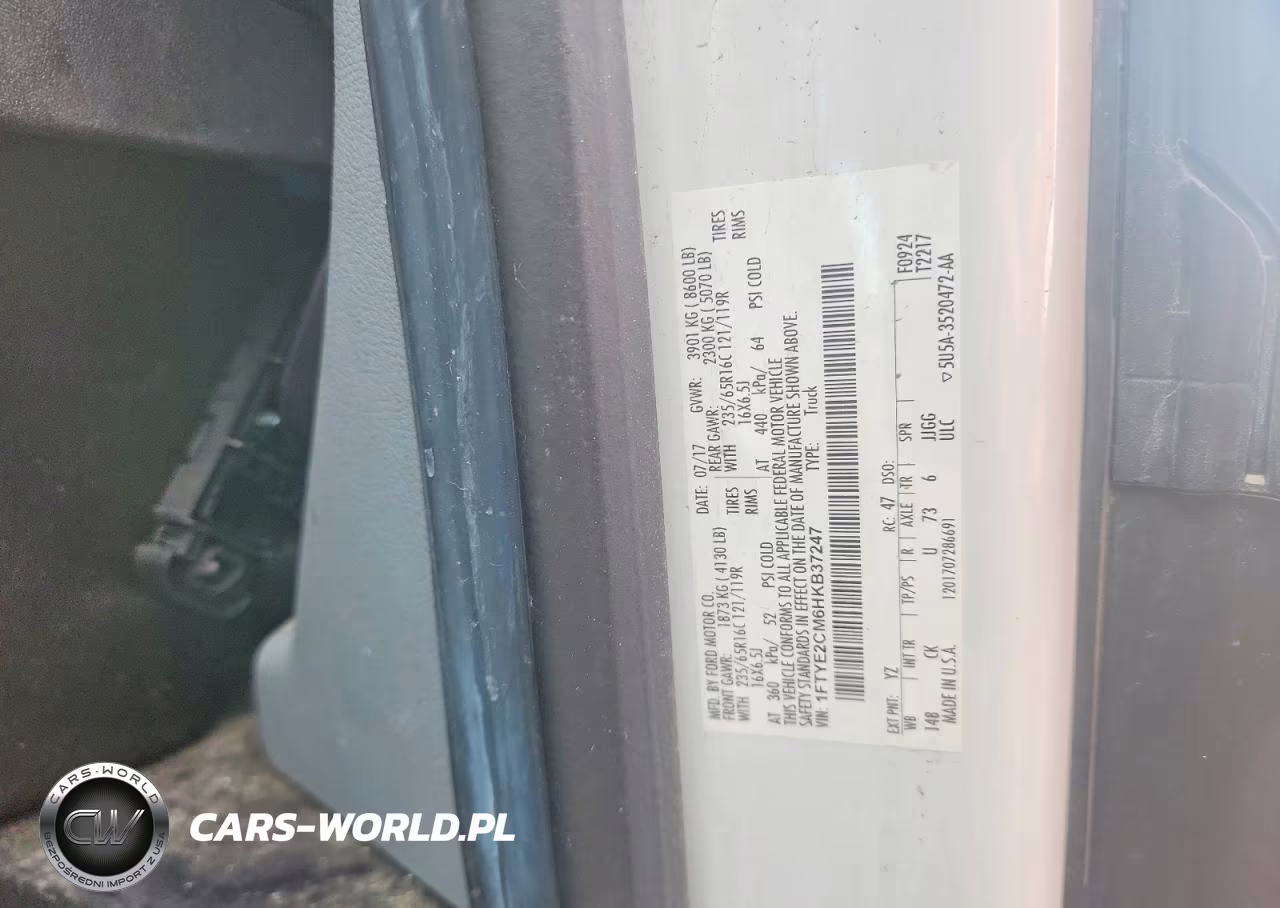2017 Ford Transit T-150 VIN:1FTYE2CM6HKB37247 - 12