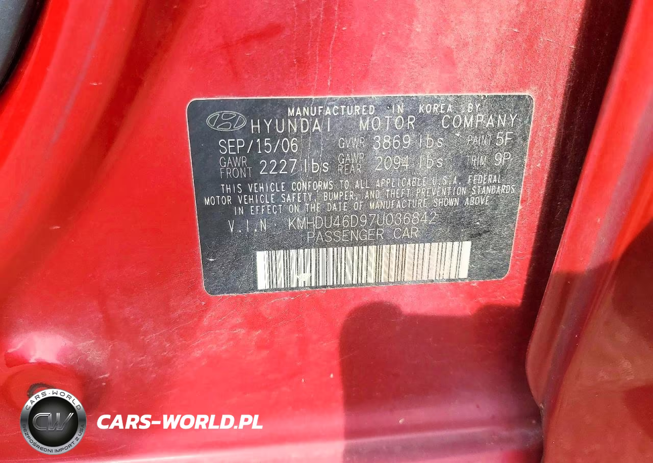2007 Hyundai Elantra Gls VIN:KMHDU46D97U036842 - 12