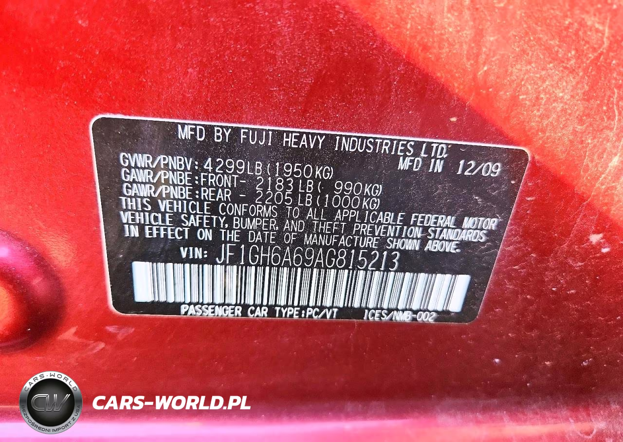 2010 Subaru Impreza 2.5I VIN:JF1GH6A69AG815213 - 12