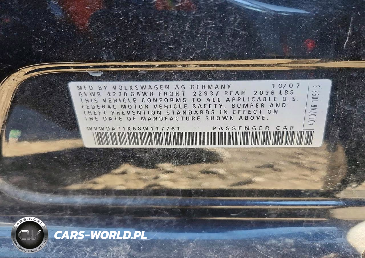 2008 Volkswagen Rabbit VIN:WVWDA71K68W117761 - 12