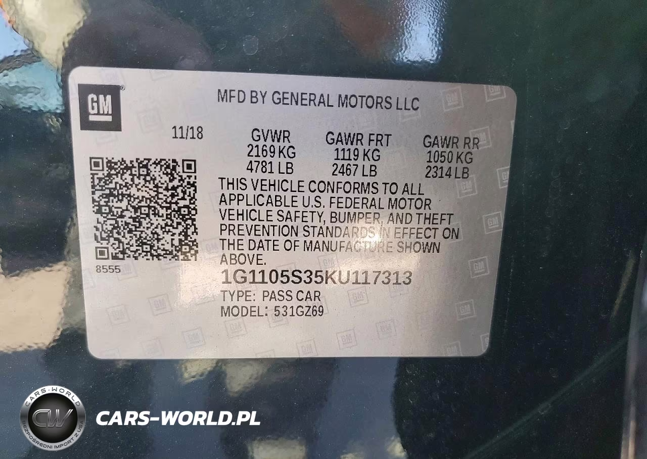 2019 Chevrolet Impala Premier VIN:1G1105S35KU117313 - 12