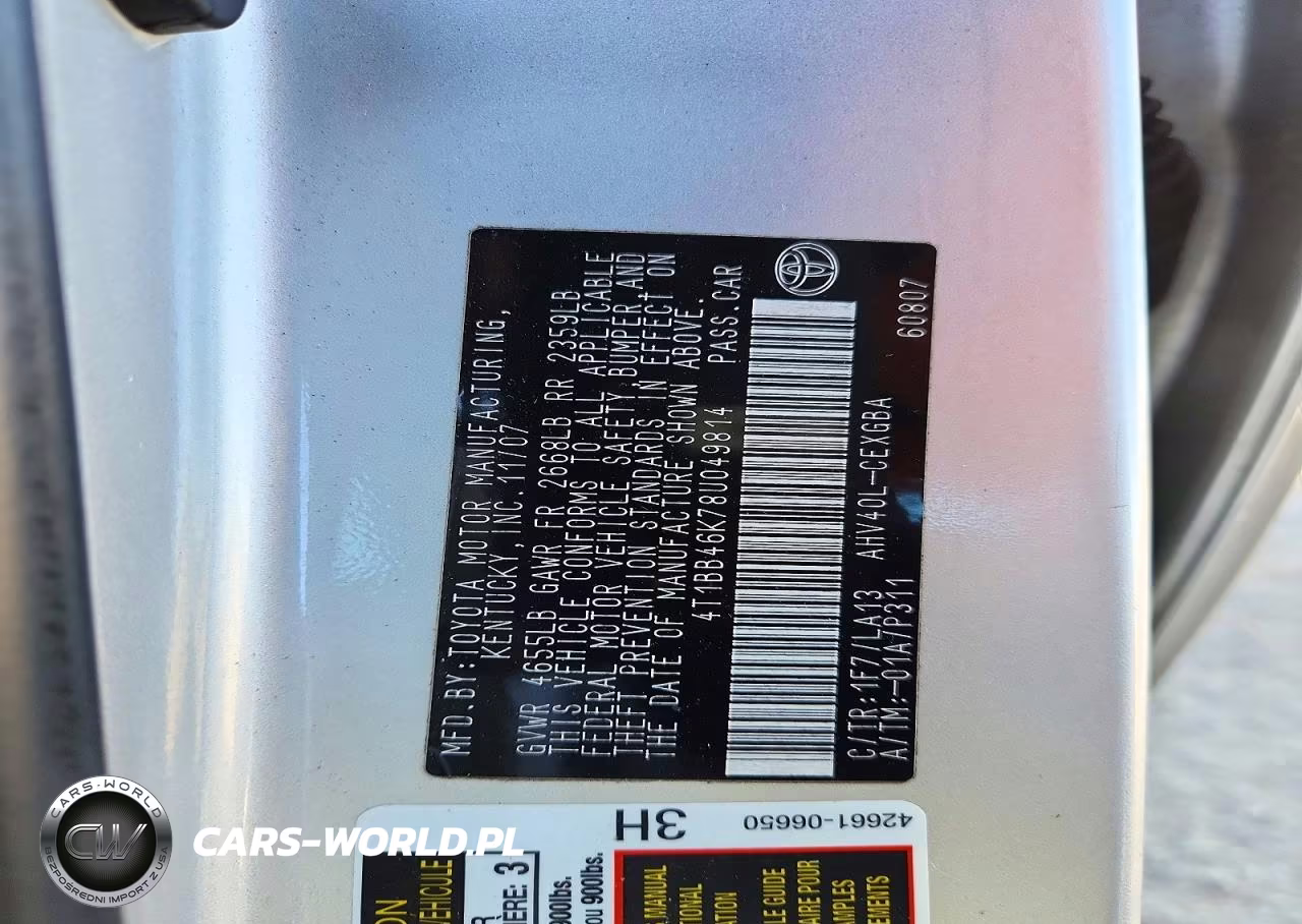 2008 Toyota Camry Hybrid VIN:4T1BB46K78U049814 - 12