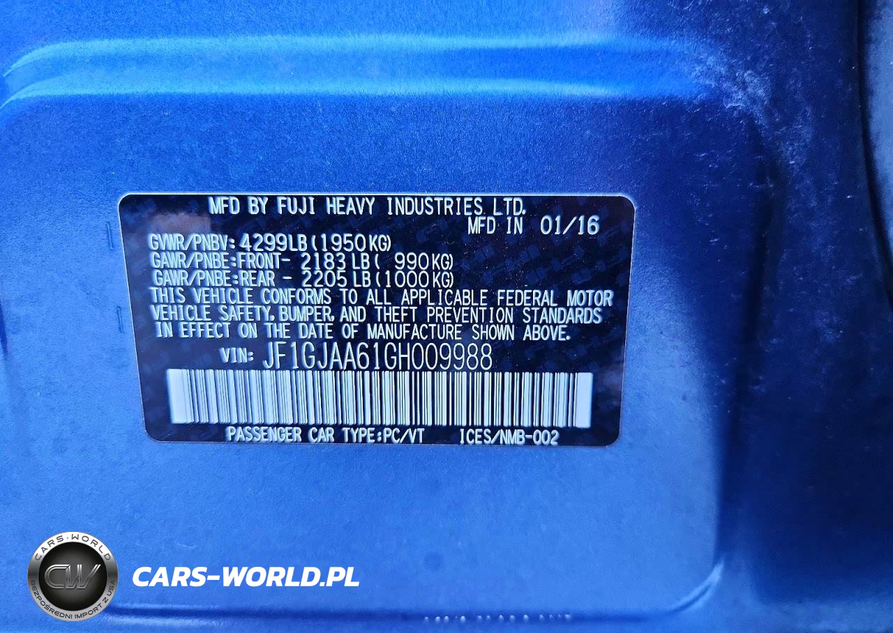 2016 Subaru Impreza VIN:JF1GJAA61GH009988 - 12