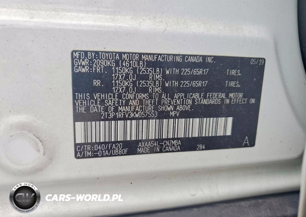 2019 Toyota Rav4 Xle VIN:2T3P1RFV3KW057553 - 13