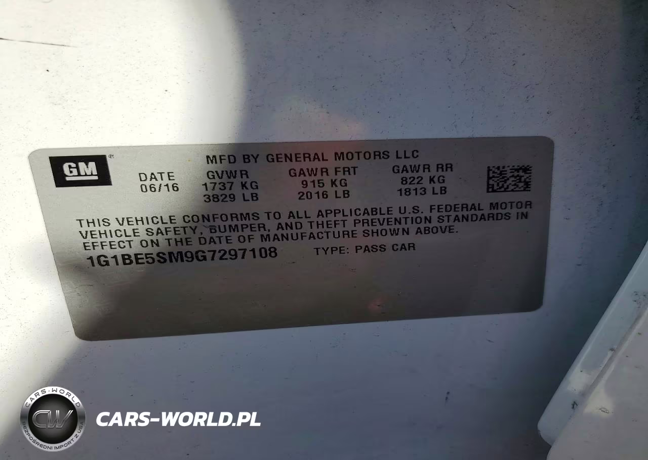 2016 Chevrolet Cruze Lt VIN:1G1BE5SM9G7297108 - 12
