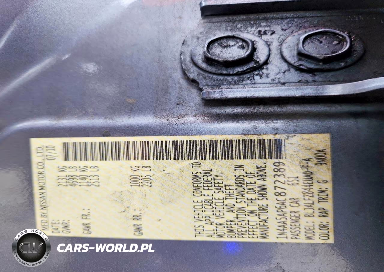 2010 Nissan Maxima 3.5 S VIN:1N4AA5AP6AC872389 - 12