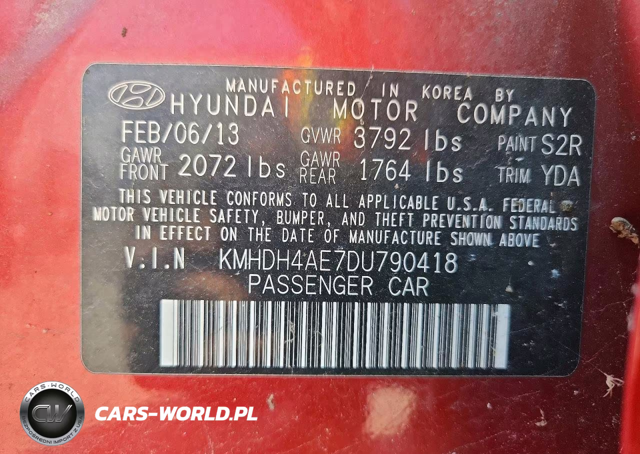 2013 Hyundai Elantra Gls VIN:KMHDH4AE7DU790418 - 12