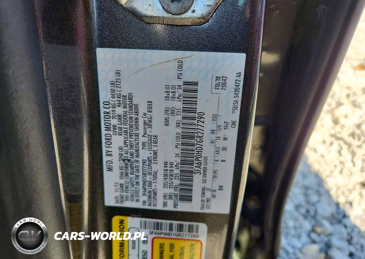 2016 Ford Fusion Se VIN:3FA6P0HD7GR277290 - 12