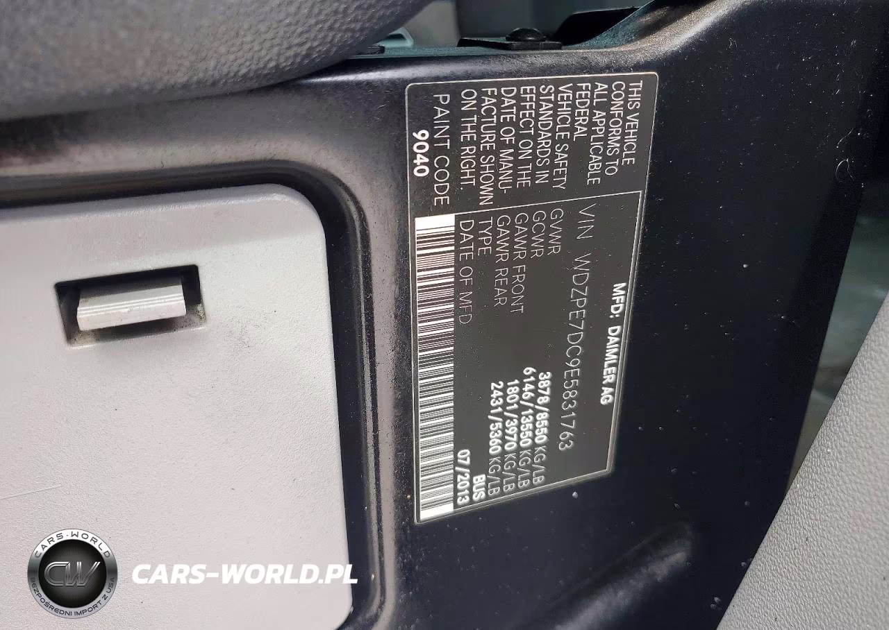 2014 Mercedes-Benz Sprinter 2500 VIN:WDZPE7DC9E5831763 - 13