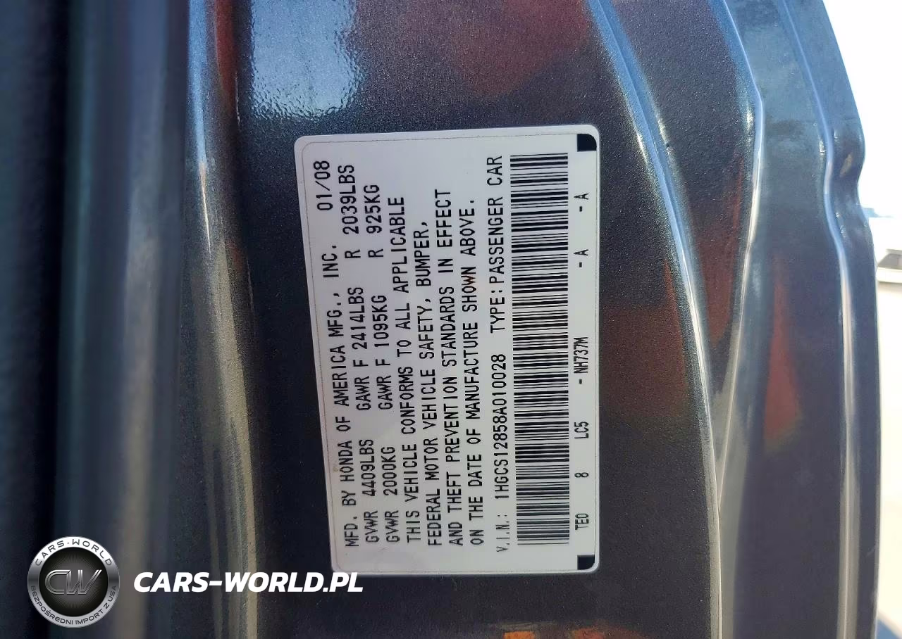 2008 Honda Accord Exl VIN:1HGCS12858A010028 - 13