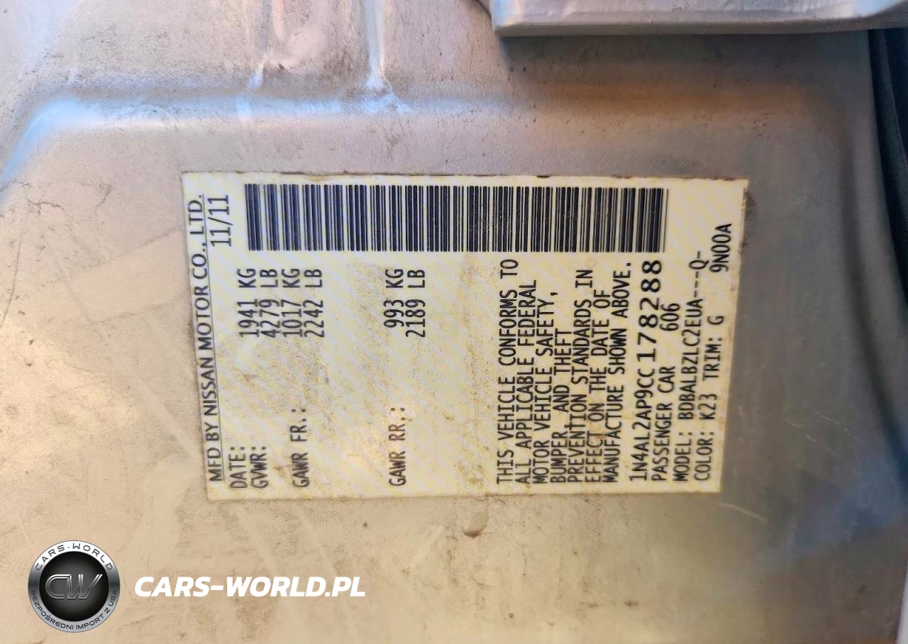 2012 Nissan Altima 2.5 VIN:1N4AL2AP9CC178288 - 13