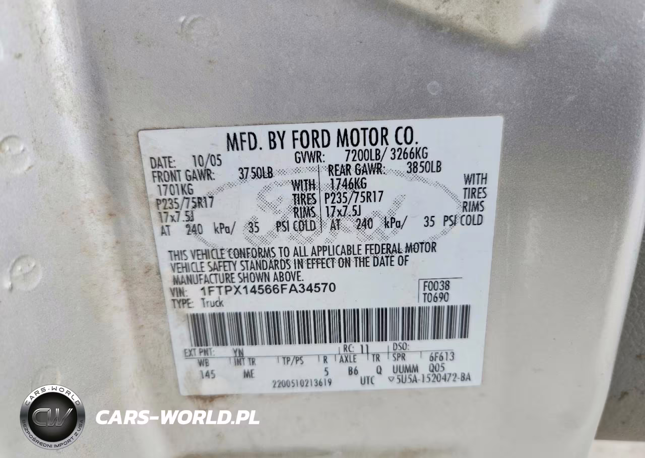 2006 Ford F150 VIN:1FTPX14566FA34570 - 12