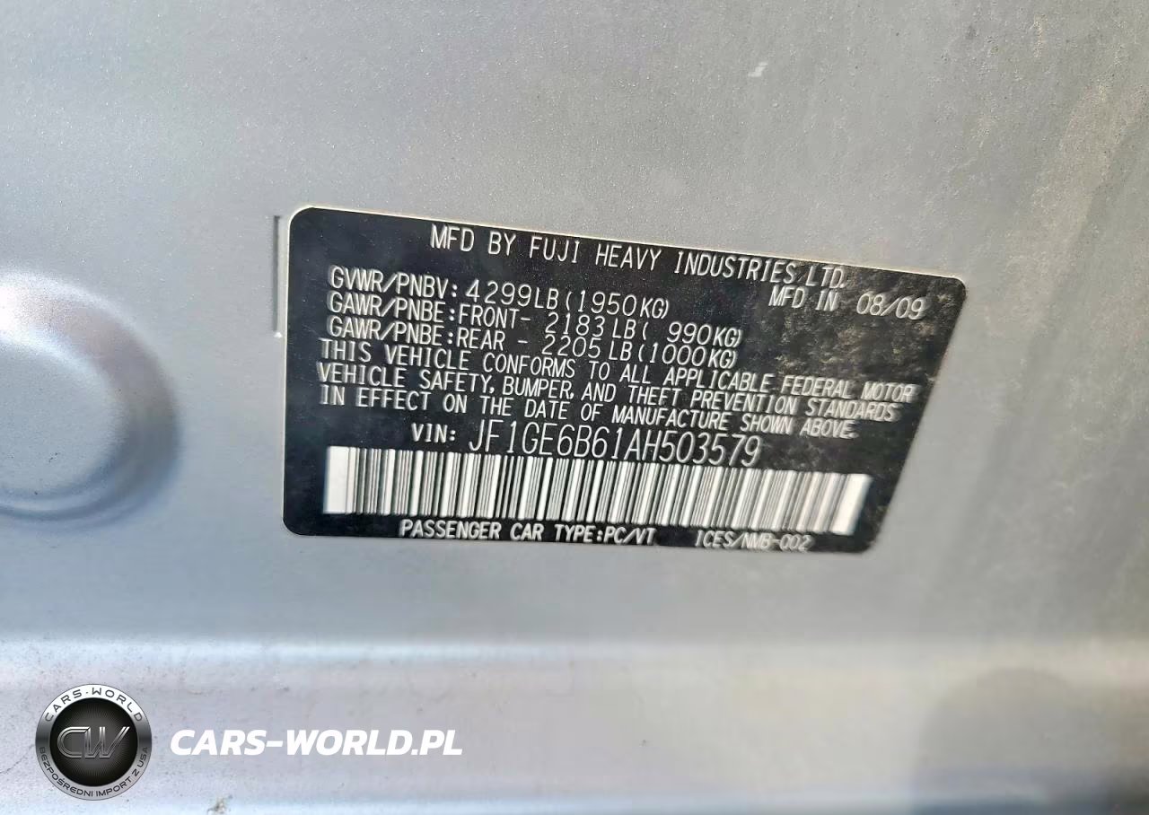 2010 Subaru Impreza 2.5I Premium VIN:JF1GE6B61AH503579 - 12