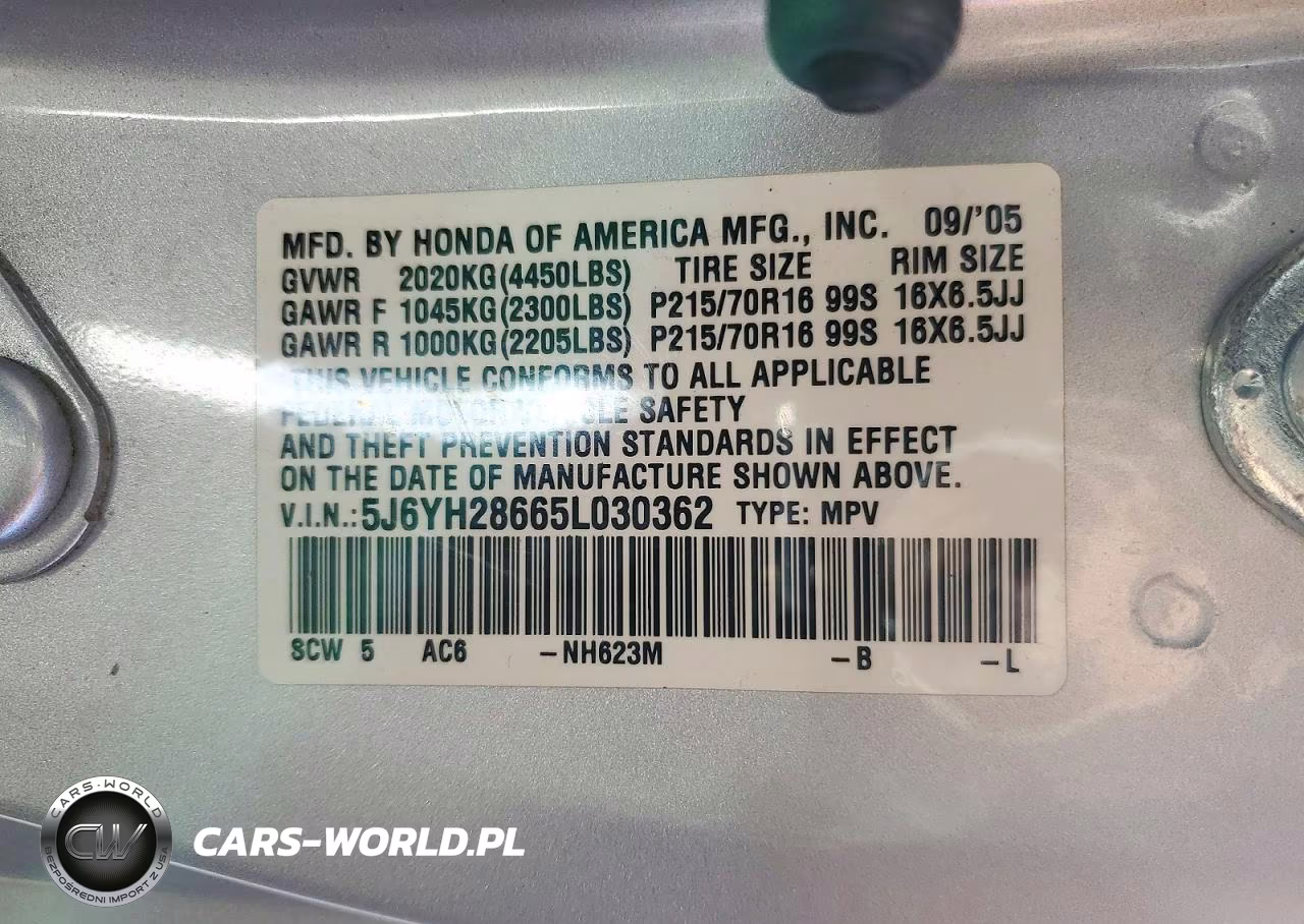 2005 Honda Element Ex VIN:5J6YH28665L030362 - 13