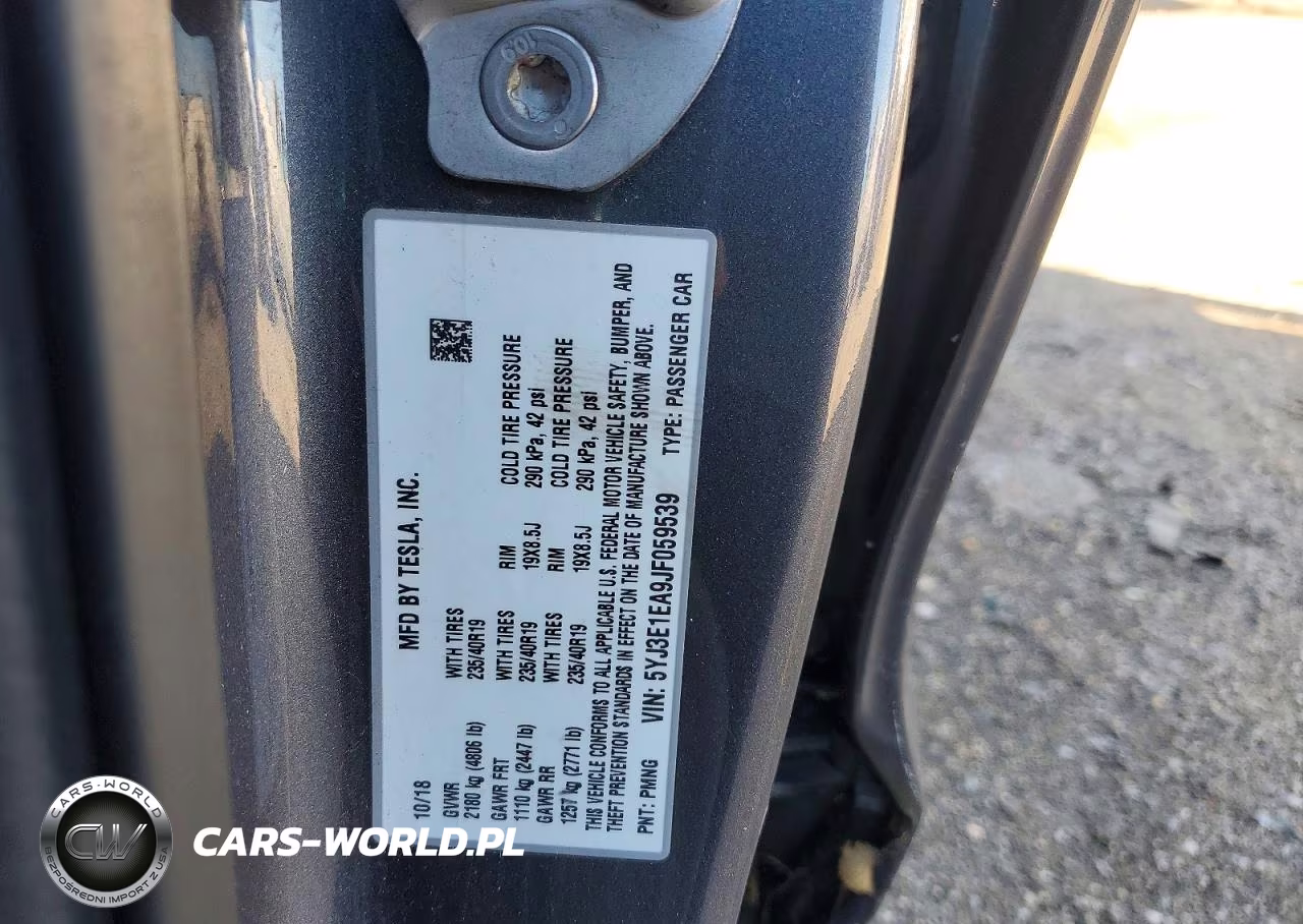 2018 Tesla Model 3 VIN:5YJ3E1EA9JF059539 - 12