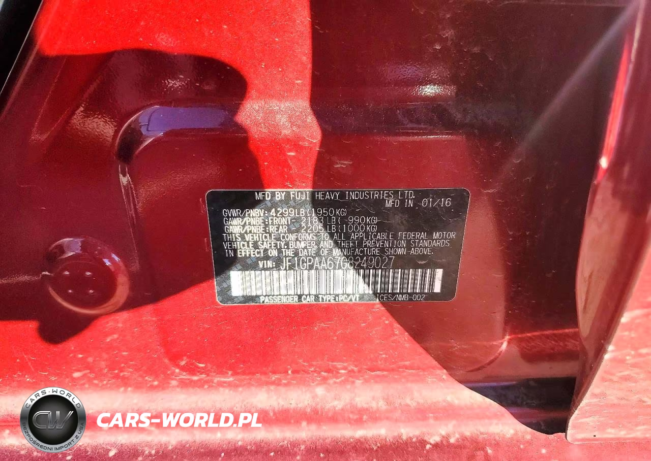 2016 Subaru Impreza VIN:JF1GPAA67G8249027 - 13