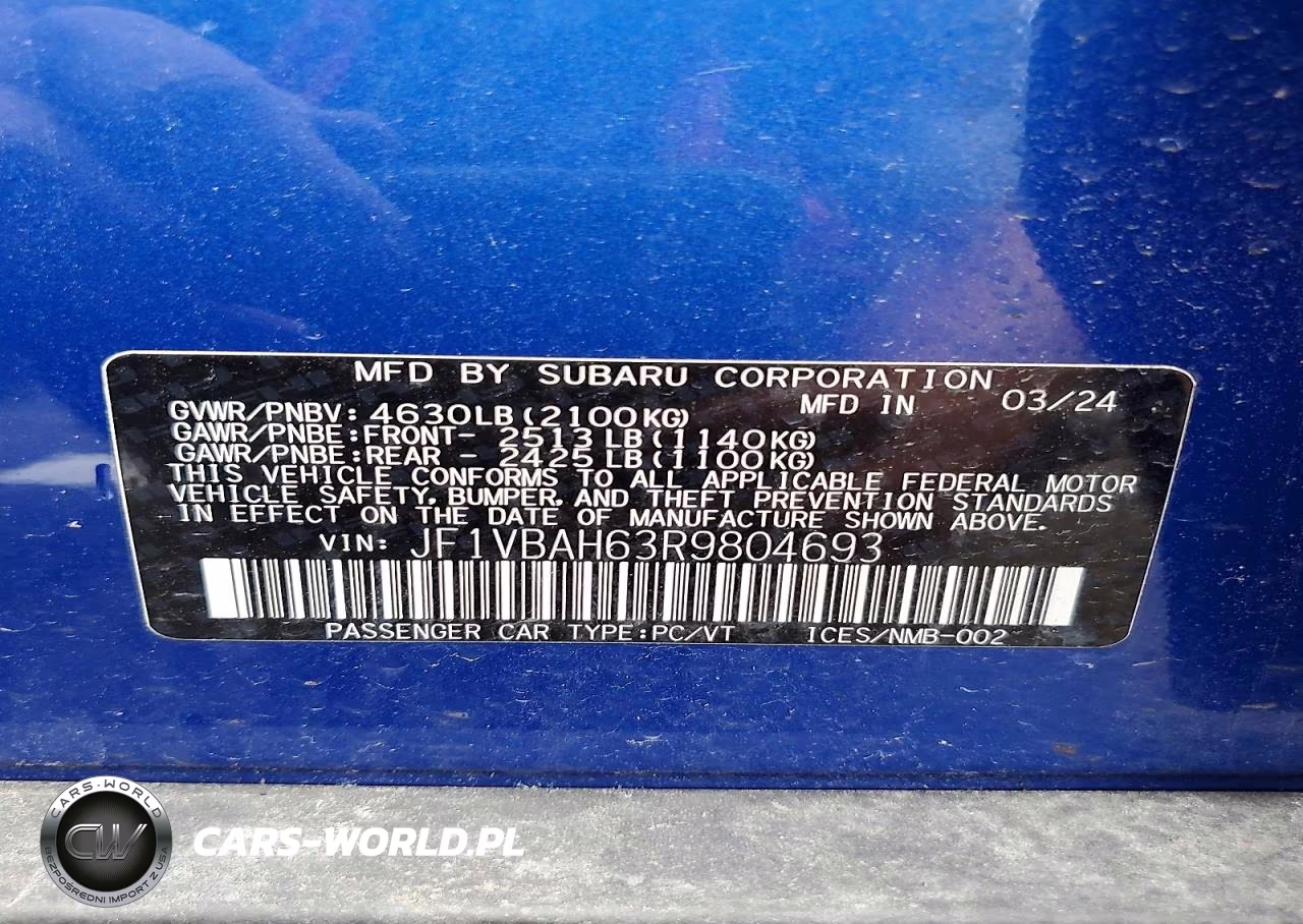 2024 Subaru Wrx Premium VIN:JF1VBAH63R9804693 - 12