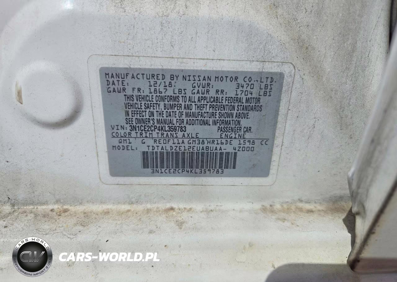 2019 Nissan Versa Note Sv VIN:3N1CE2CP4KL359783 - 12