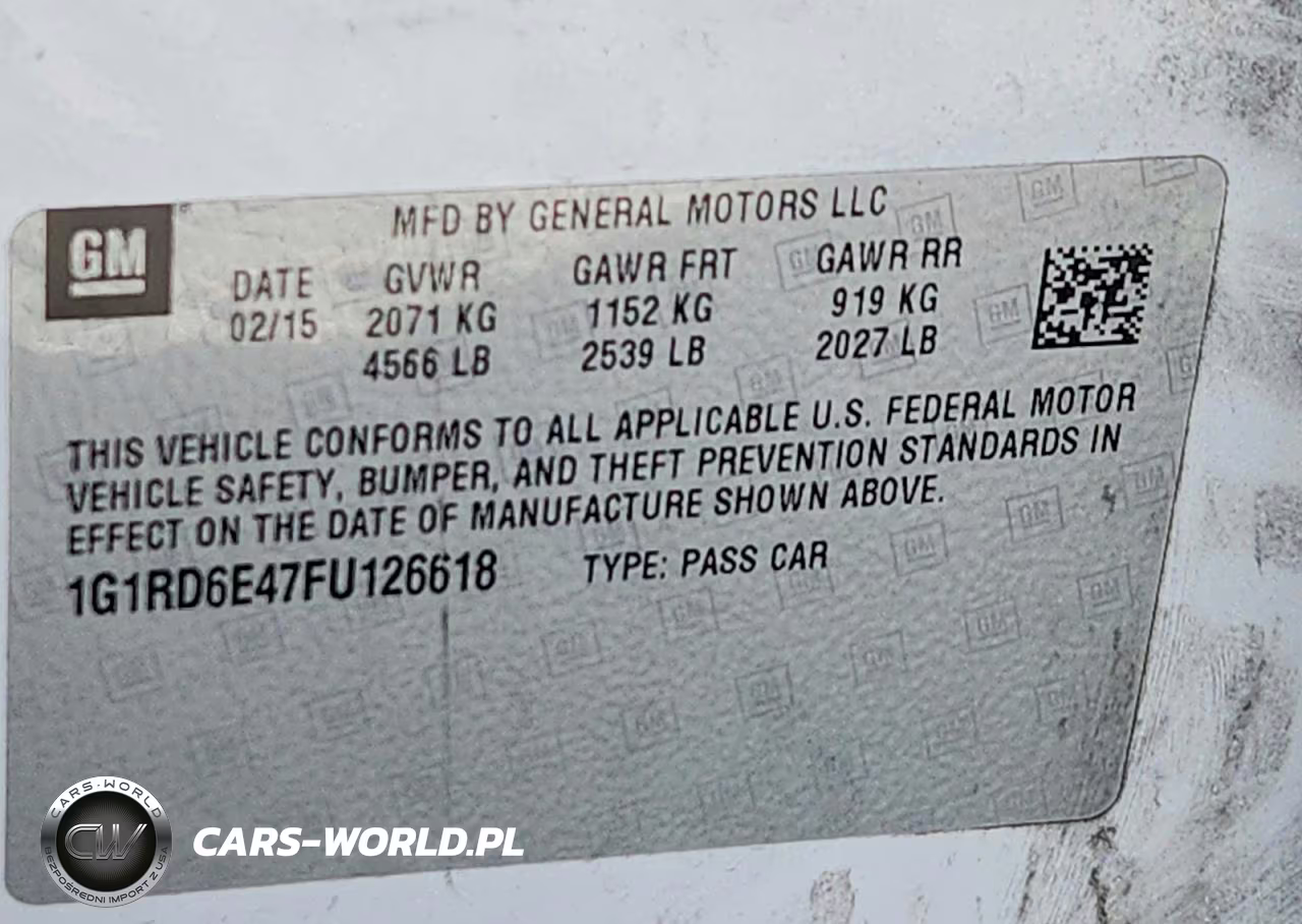2015 Chevrolet Volt VIN:1G1RD6E47FU126618 - 12