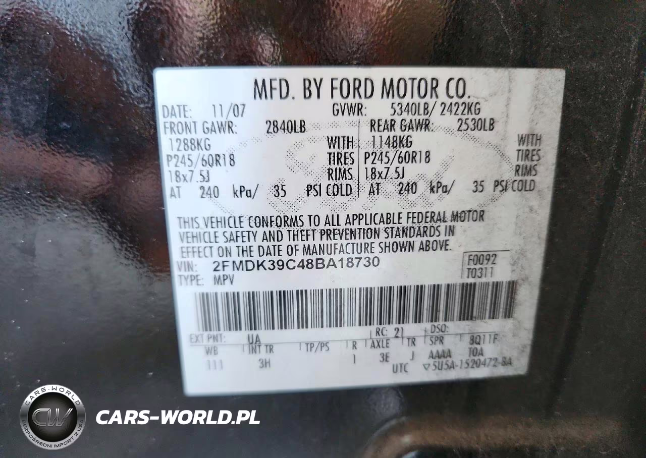 2008 Ford Edge Limited VIN:2FMDK39C48BA18730 - 13