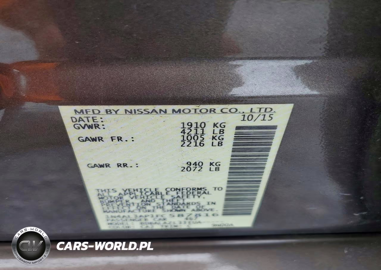2015 Nissan Altima 2.5 VIN:1N4AL3AP1FC587816 - 12