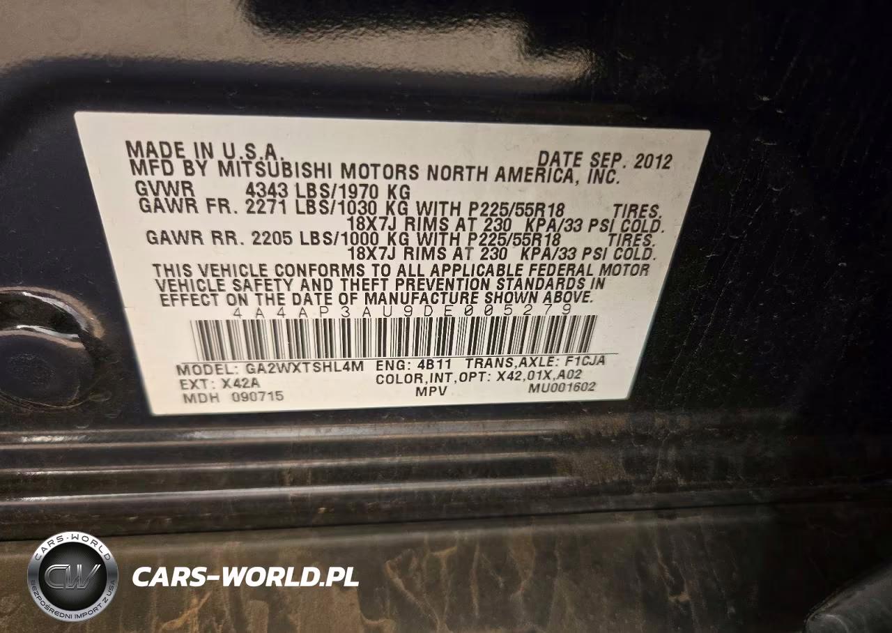 2013 Mitsubishi Outlander Sport Es VIN:4A4AP3AU9DE005279 - 13