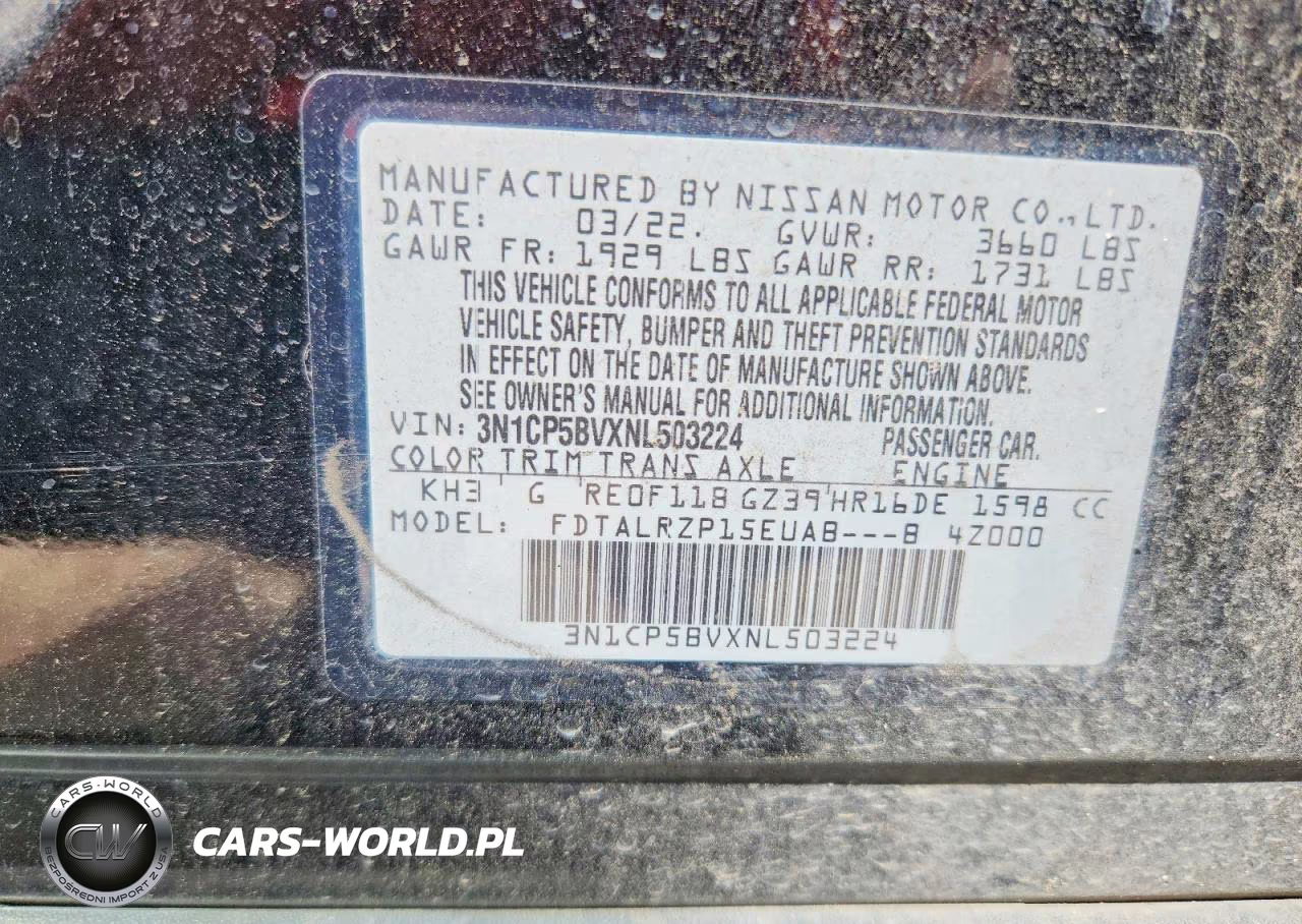 2022 Nissan Kicks S VIN:3N1CP5BVXNL503224 - 13