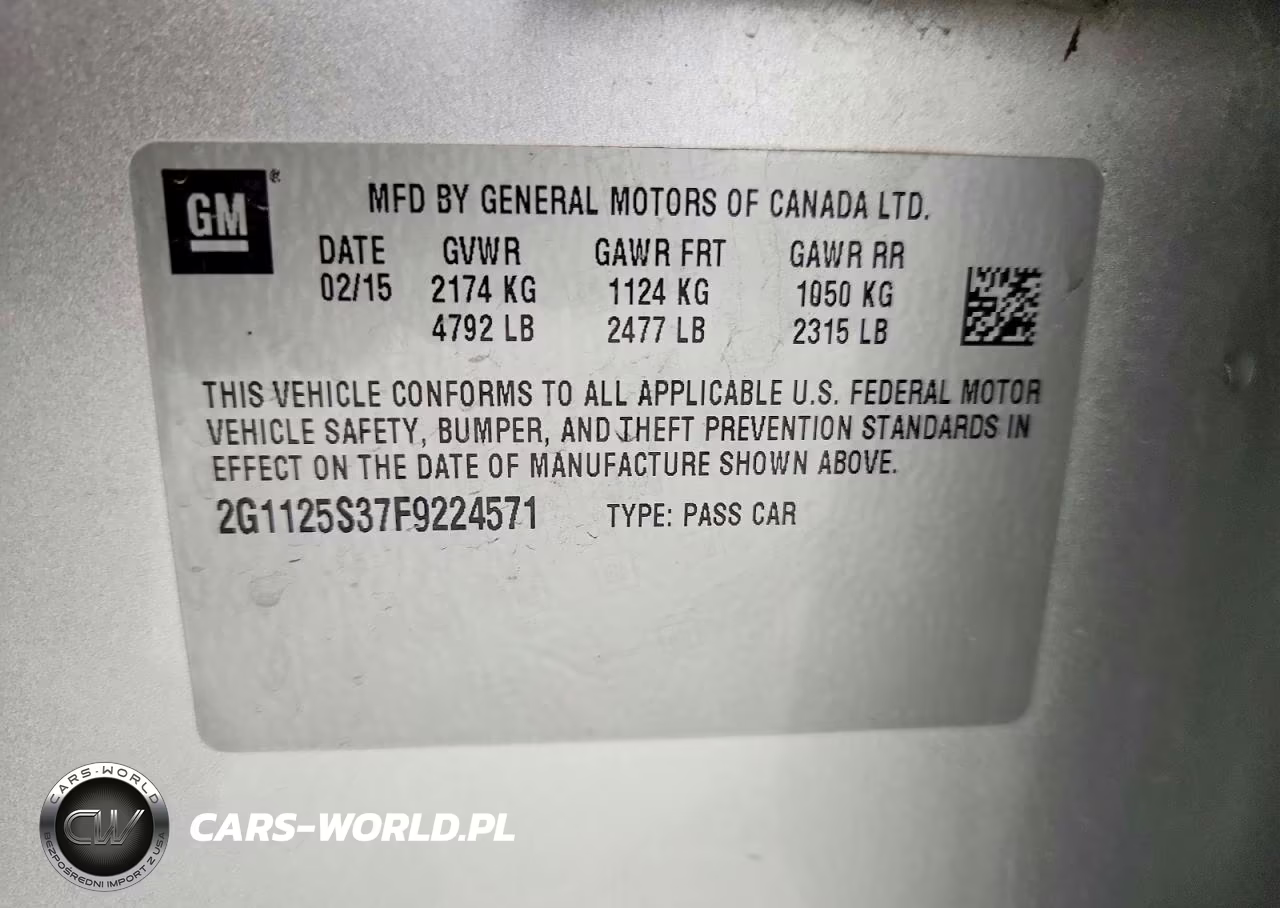 2015 Chevrolet Impala Lt VIN:2G1125S37F9224571 - 12