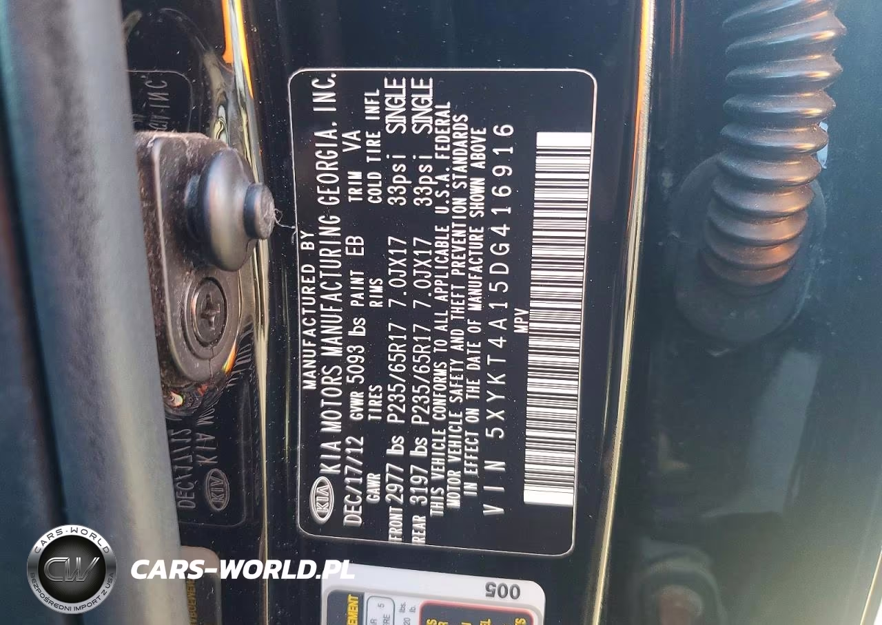 2013 Kia Sorento Lx VIN:5XYKT4A15DG416916 - 13