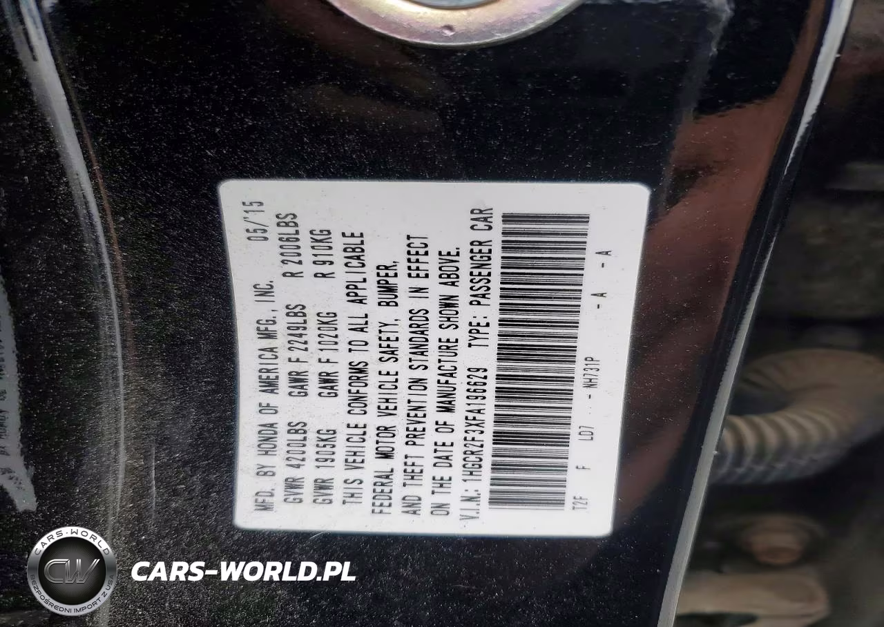 2015 Honda Accord Lx VIN:1HGCR2F3XFA196629 - 12