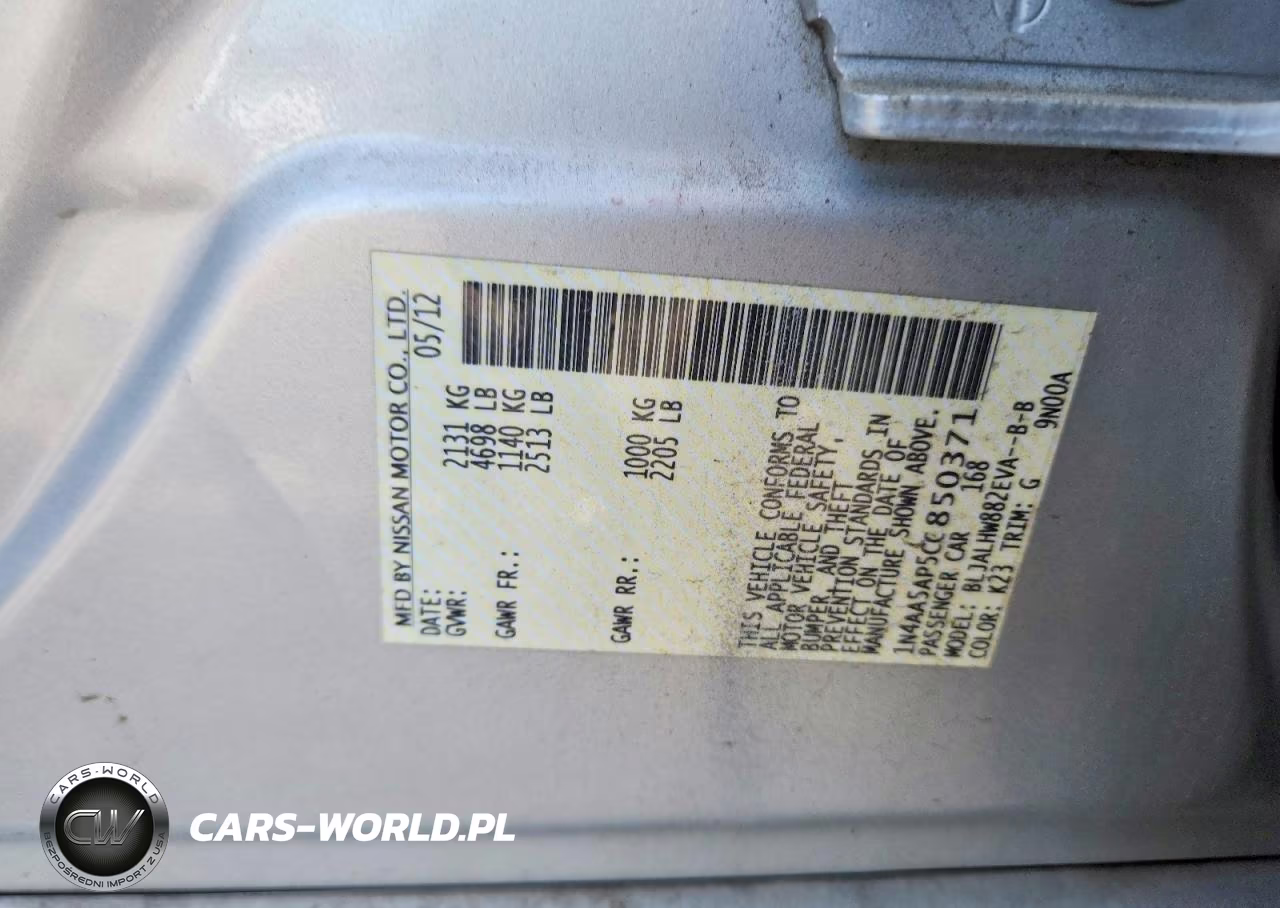 2012 Nissan Maxima 3.5 S VIN:1N4AA5AP5CC850371 - 12
