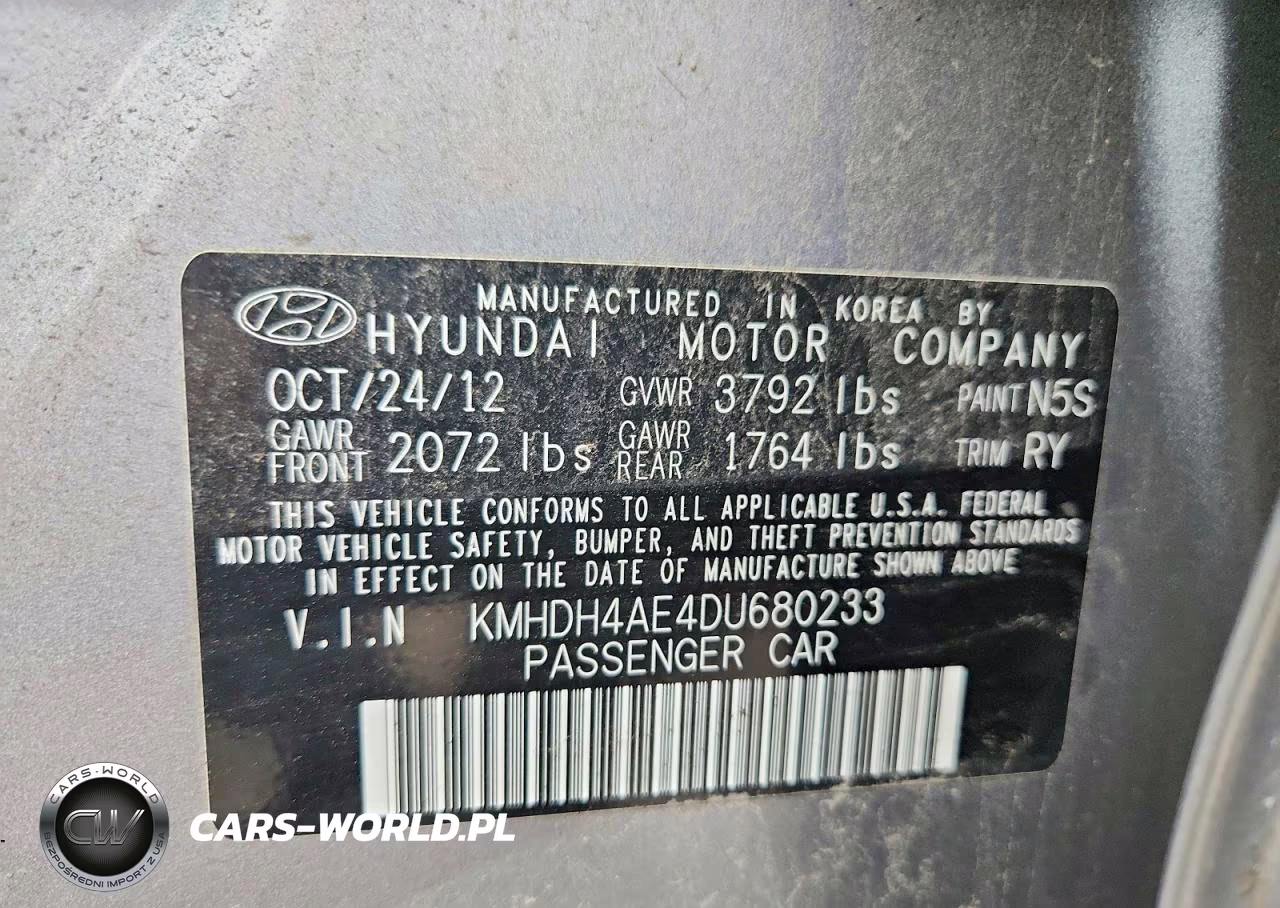 2013 Hyundai Elantra Limited VIN:KMHDH4AE4DU680233 - 12