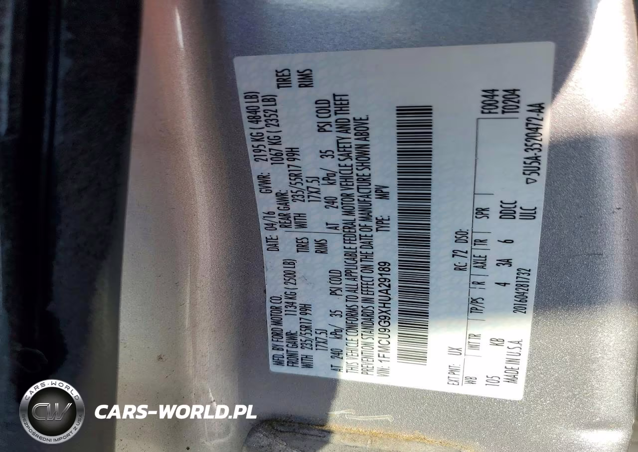 2017 Ford Escape Se VIN:1FMCU9G9XHUA29189 - 13