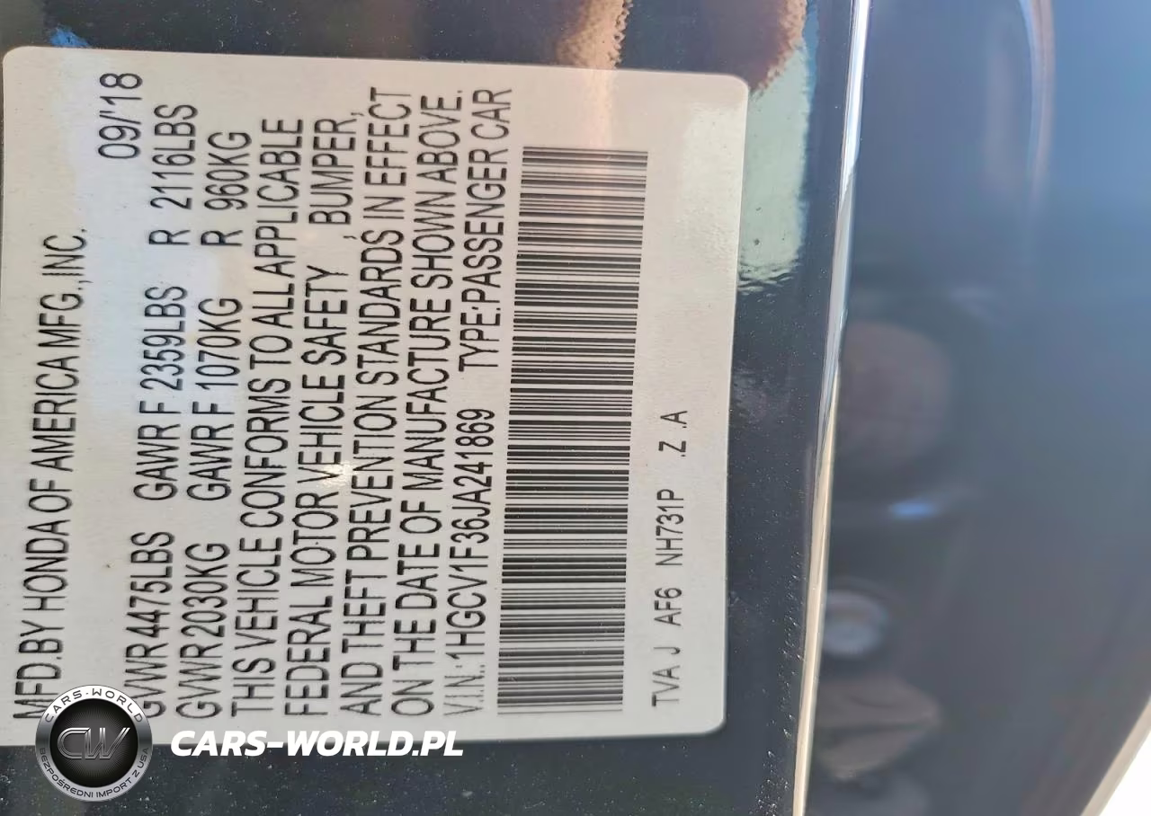 2018 Honda Accord Sport VIN:1HGCV1F36JA241869 - 12