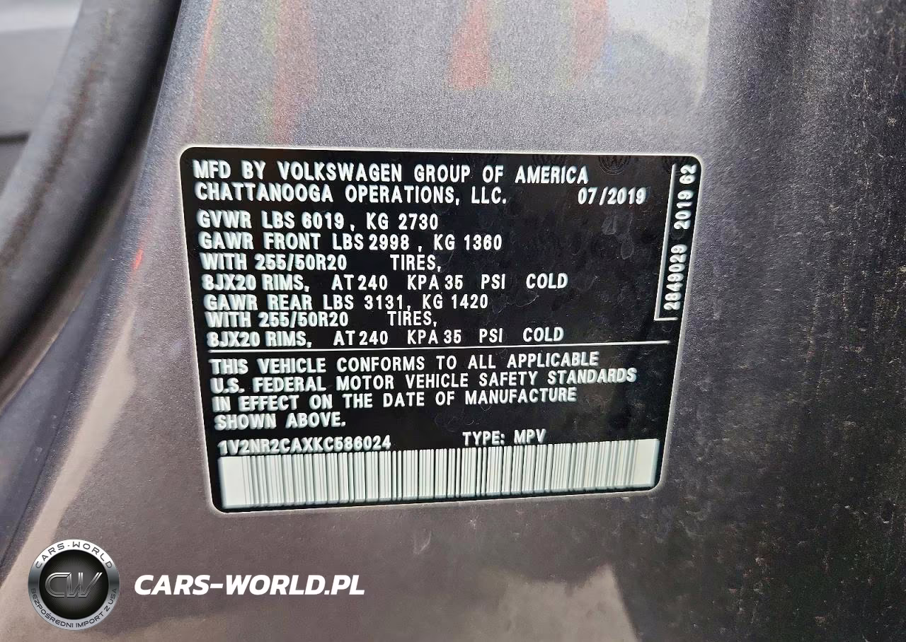 2019 Volkswagen Atlas Sel Premium VIN:1V2NR2CAXKC586024 - 13