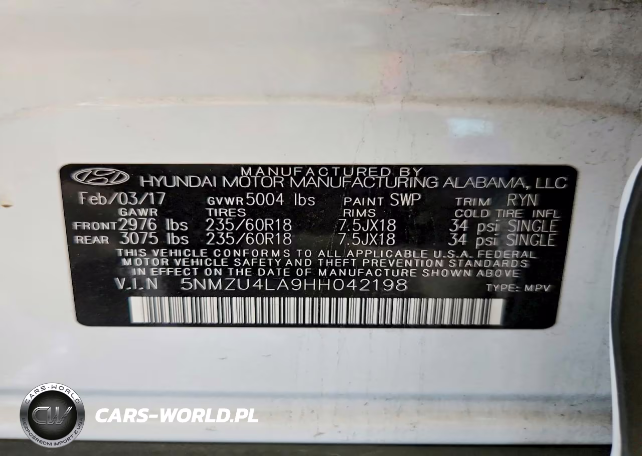 2017 Hyundai Santa Fe Sport 2.0T VIN:5NMZU4LA9HH042198 - 12