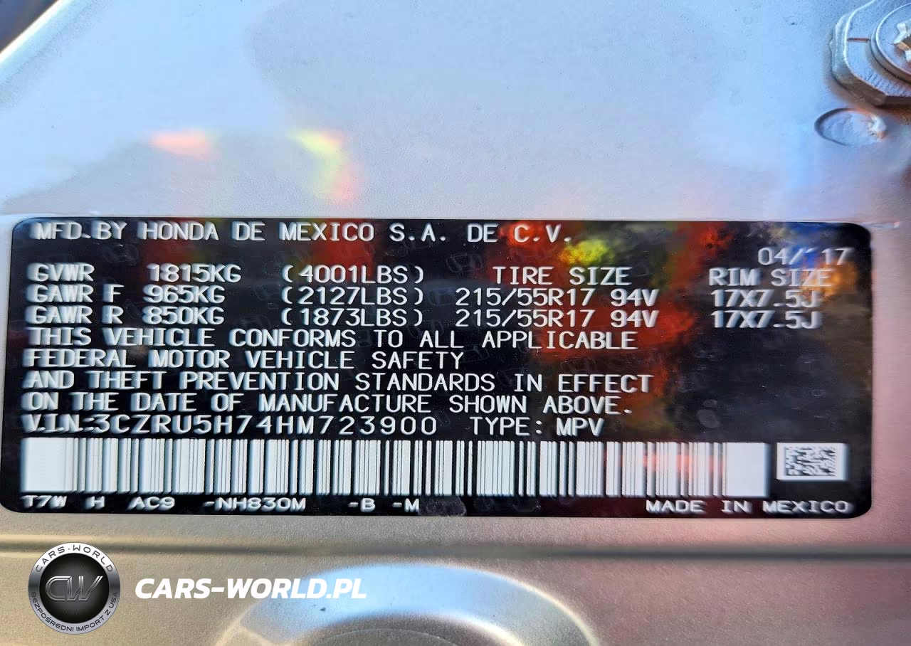 2017 Honda Hr-V Exl VIN:3CZRU5H74HM723900 - 13
