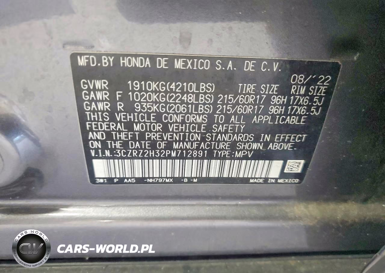 2023 Honda Hr-V Lx VIN:3CZRZ2H32PM712891 - 12