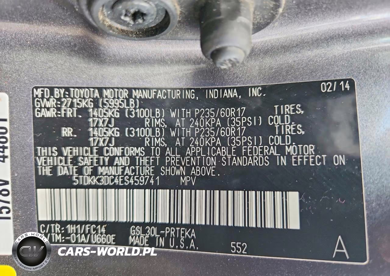2014 Toyota Sienna Le VIN:5TDKK3DC4ES459741 - 13