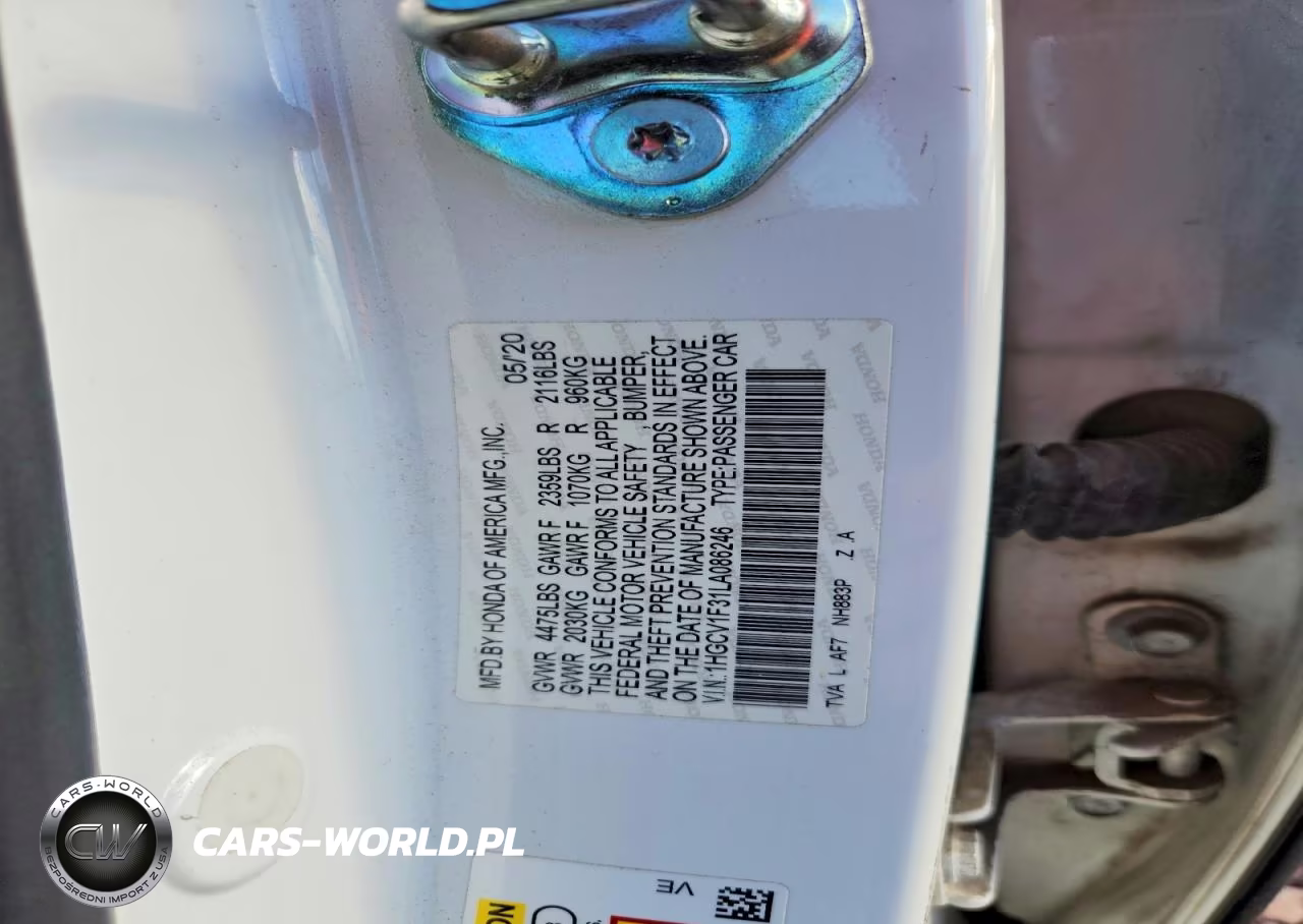 2020 Honda Accord Sport VIN:1HGCV1F31LA086246 - 13