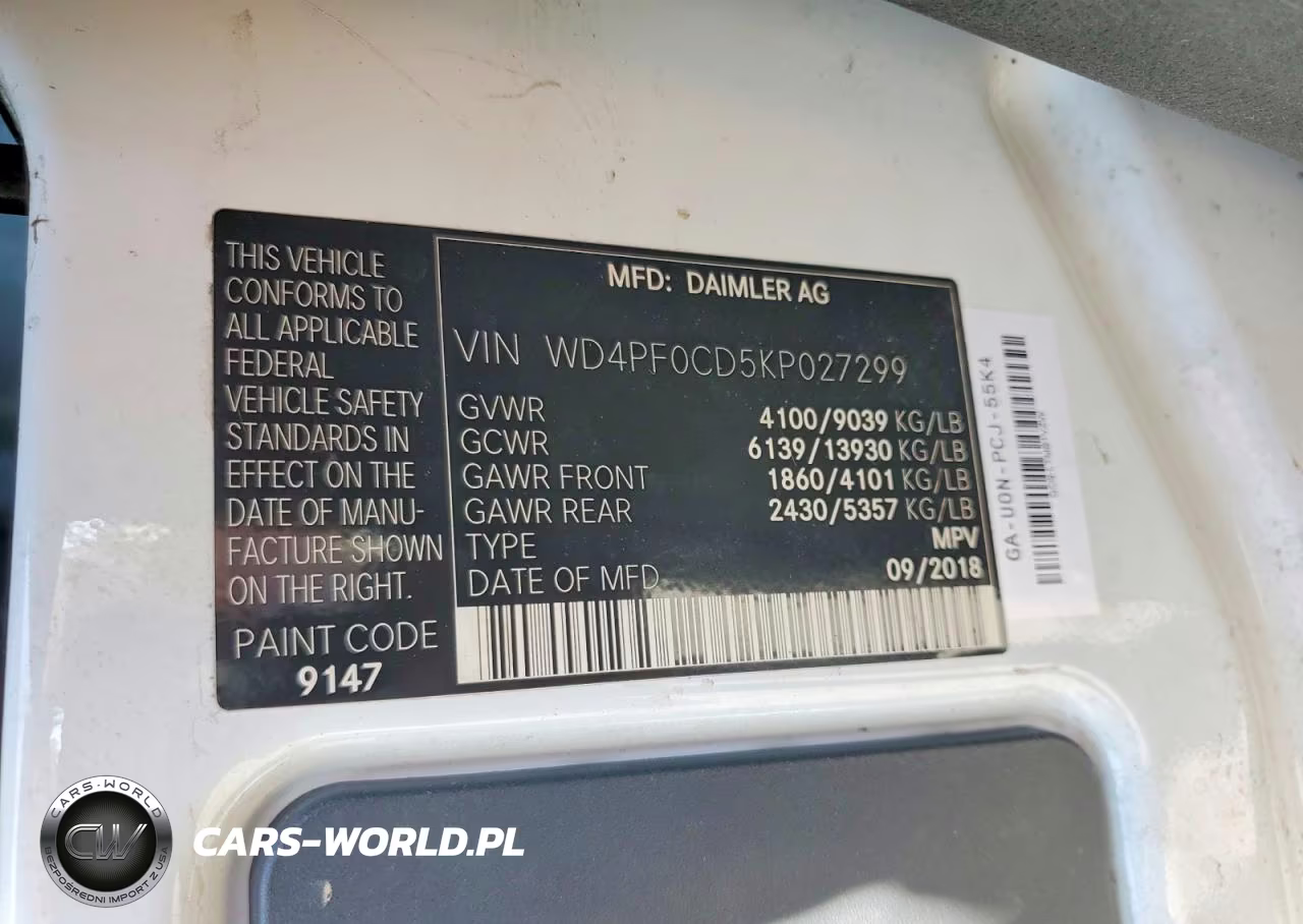 2019 Mercedes-Benz Sprinter 2500-3500 Delivery Van VIN:WD4PF0CD5KP027299 - 14