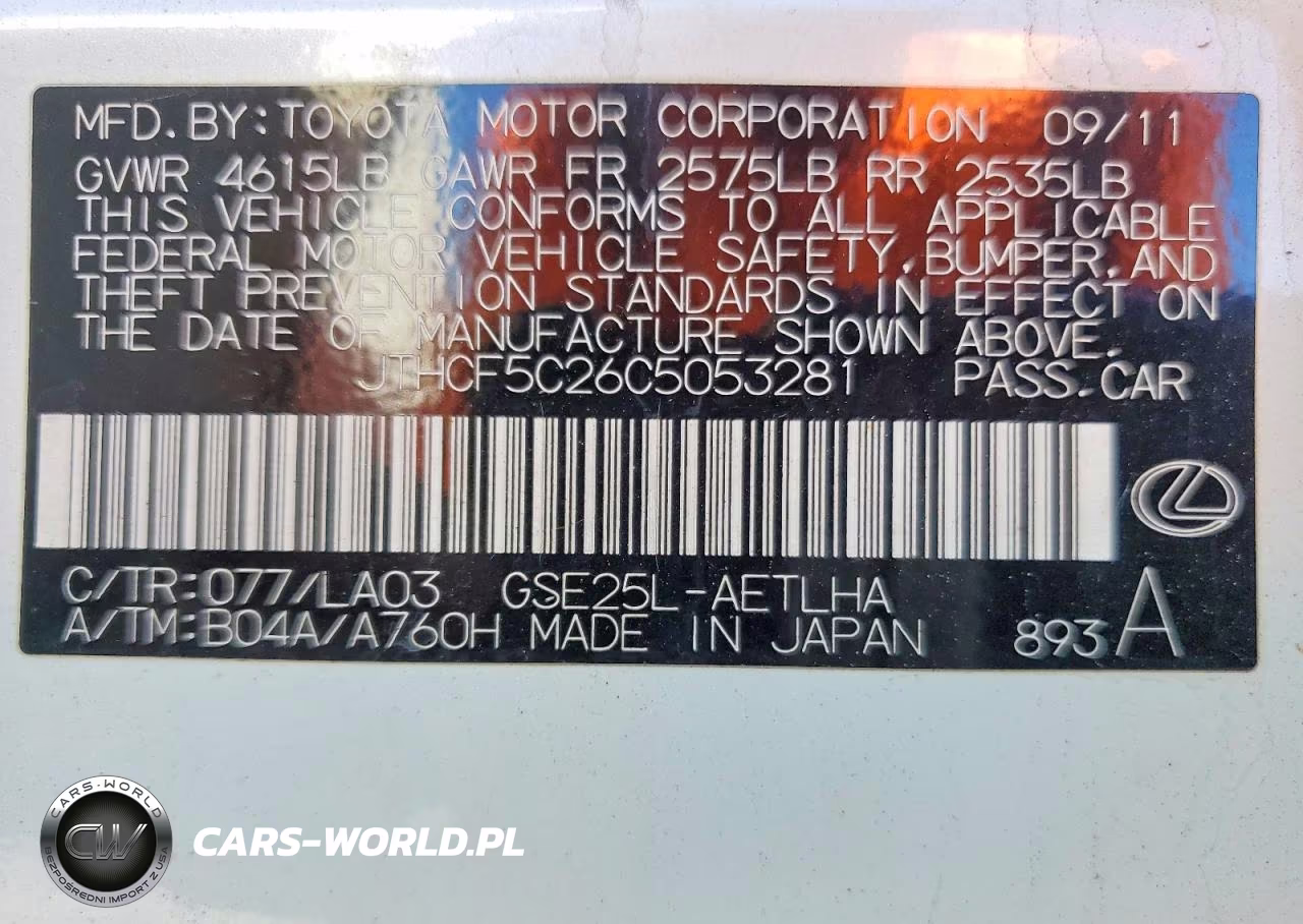 2012 Lexus Is 250 VIN:JTHCF5C26C5053281 - 12