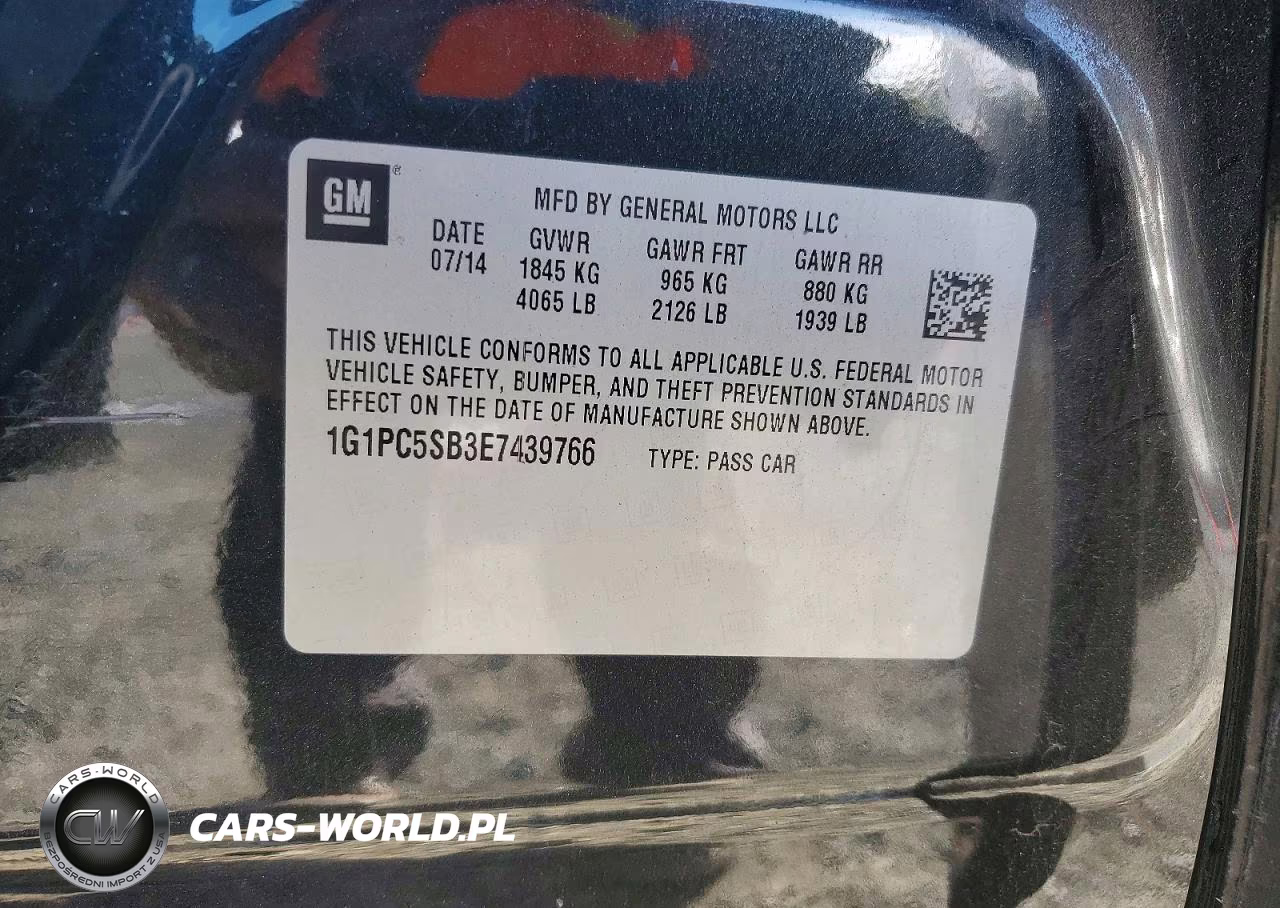 2014 Chevrolet Cruze Lt VIN:1G1PC5SB3E7439766 - 12