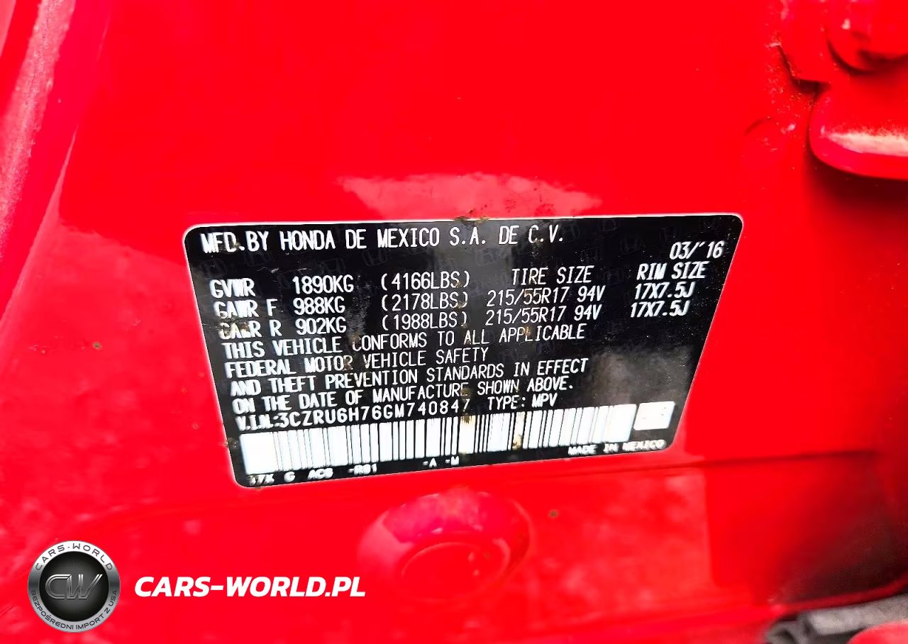 2016 Honda Hr-V Exl VIN:3CZRU6H76GM740847 - 13