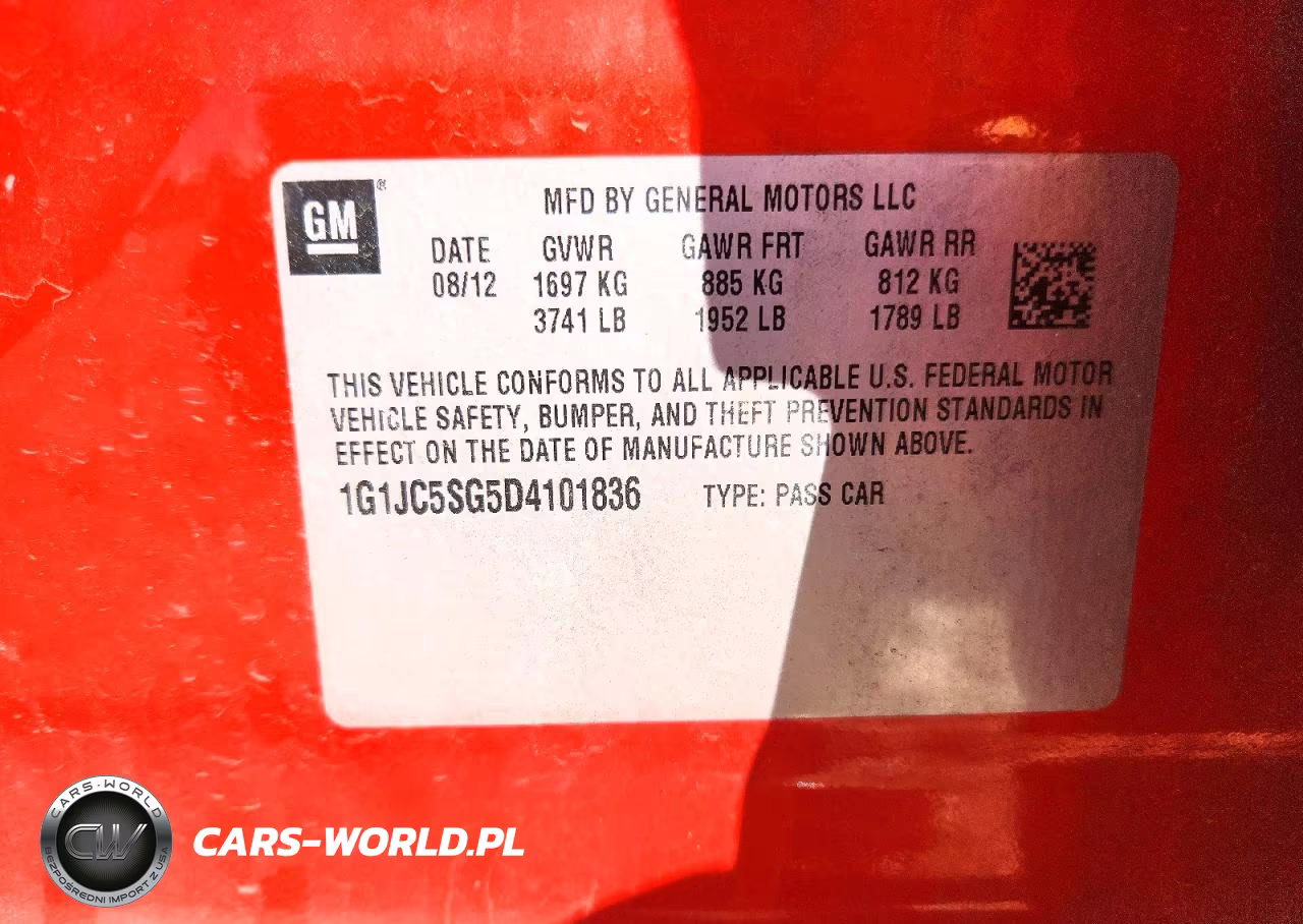2013 Chevrolet Sonic Lt VIN:1G1JC5SG5D4101836 - 12