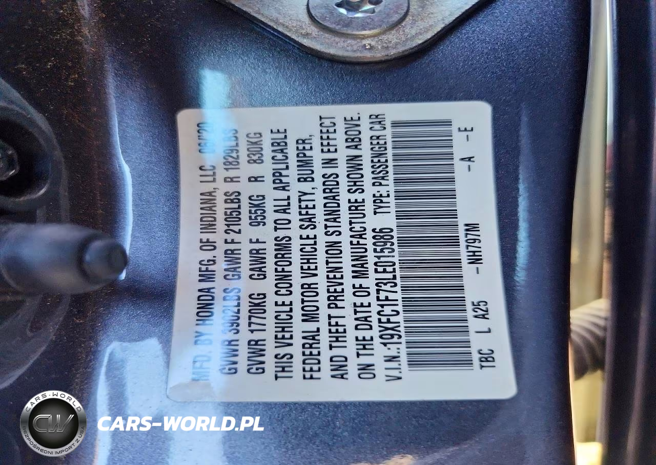 2020 Honda Civic Exl VIN:19XFC1F73LE015986 - 12