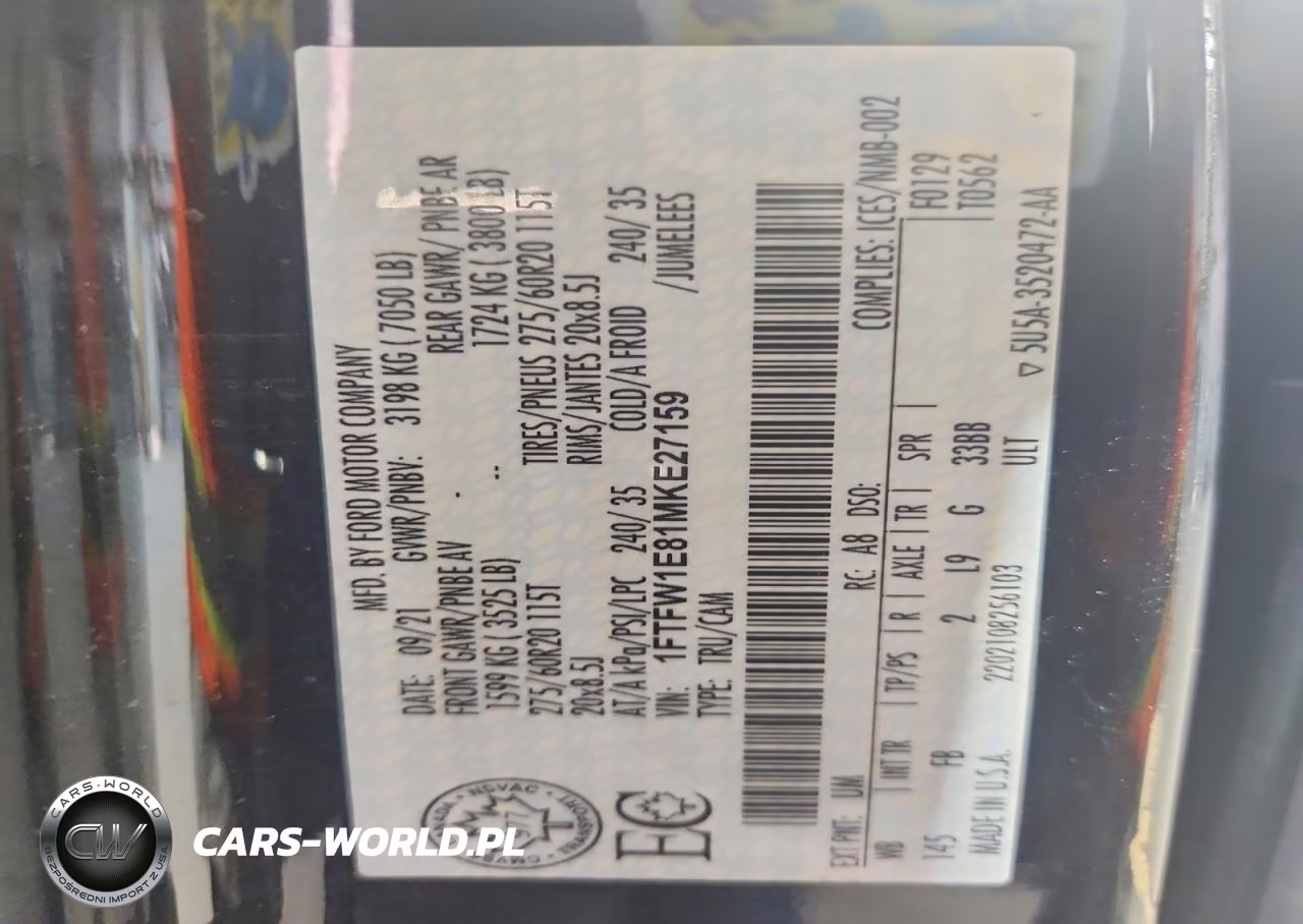 2021 Ford F150 Supercrew VIN:1FTFW1E81MKE27159 - 13