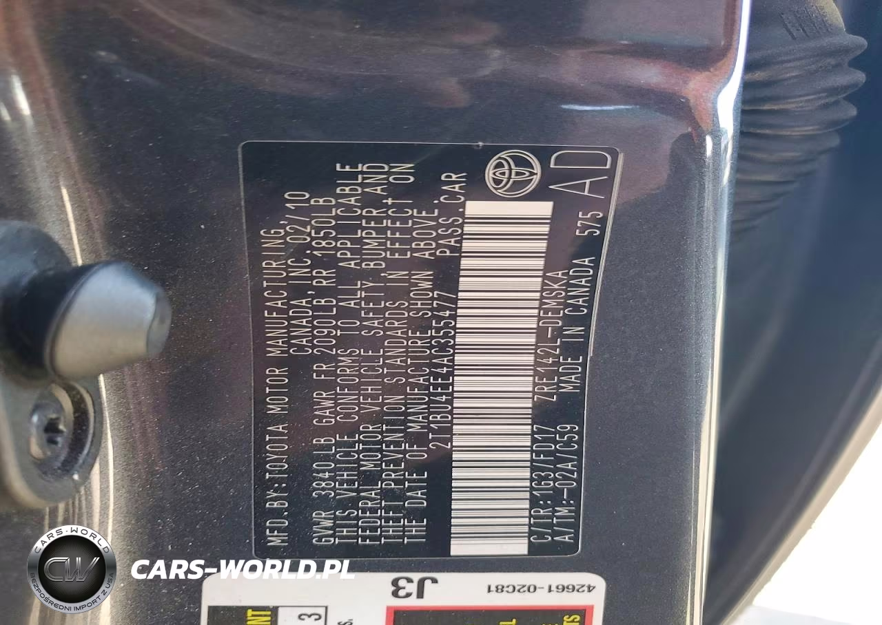 2010 Toyota Corolla S VIN:2T1BU4EE4AC355477 - 12