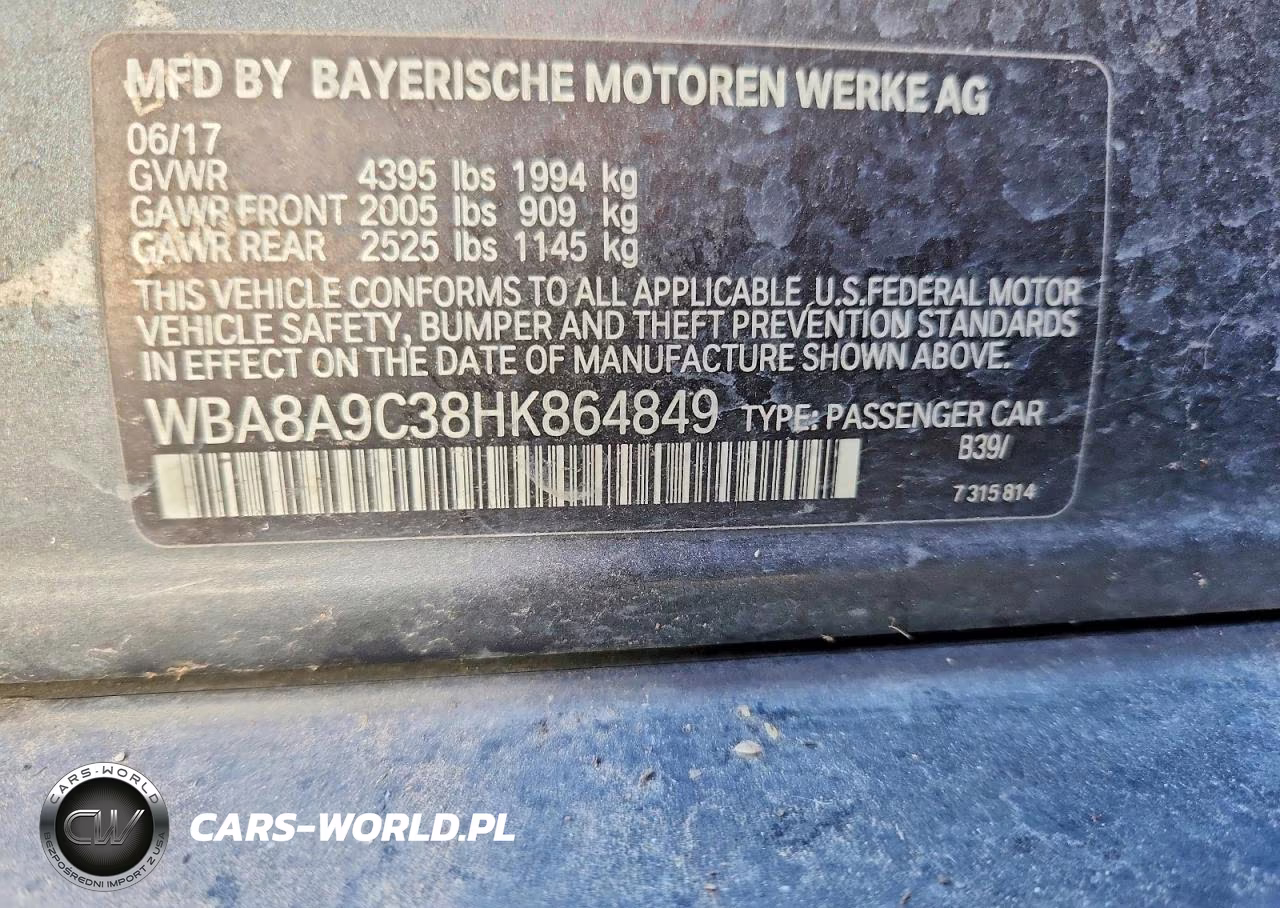 2017 BMW 320 I VIN:WBA8A9C38HK864849 - 12