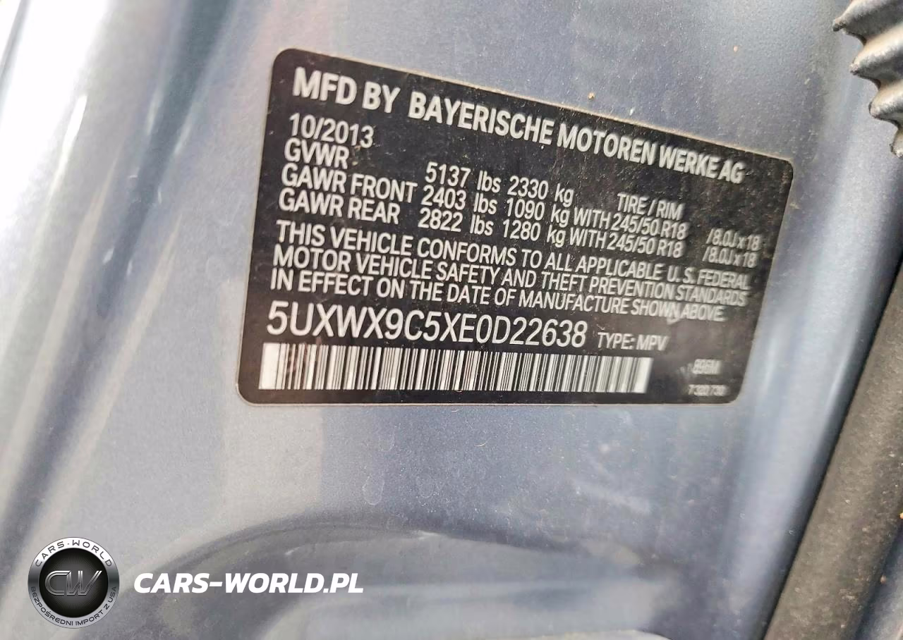 2014 BMW X3 VIN:5UXWX9C5XE0D22638 - 13